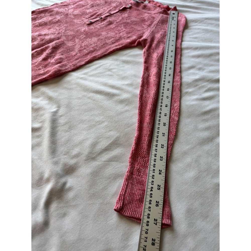 Aeropostale Crochet Henley Top L Sheer Pink Floral Knit Boho Cottagecore Y2K Vtg - Picture 9 of 12